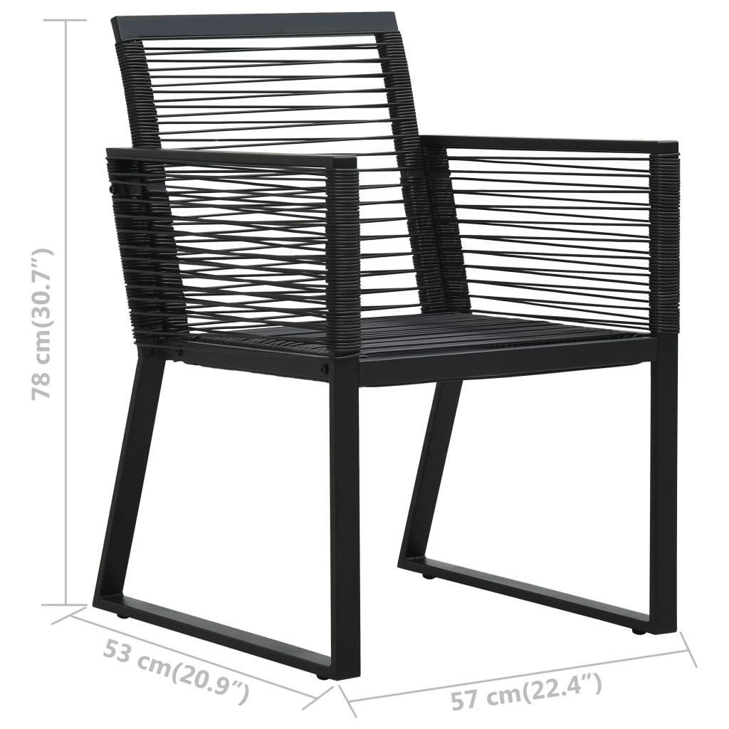 Dining Set | Black | PVC rattan, powder-coated steel, glass | Medium