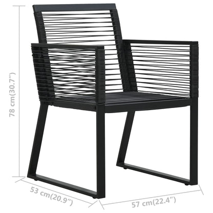 Dining Set | Black | PVC rattan, powder-coated steel, glass | Medium