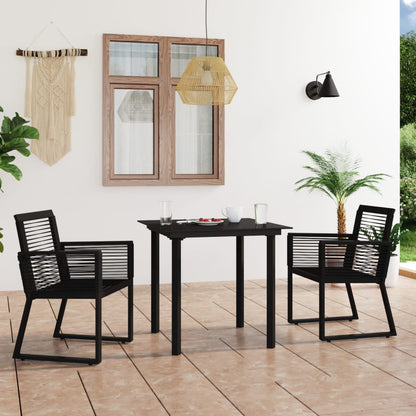 Dining Set | Black | PVC rattan, powder-coated steel, glass | Medium