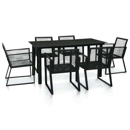 7 Piece Outdoor Dining Set PVC Rattan Black