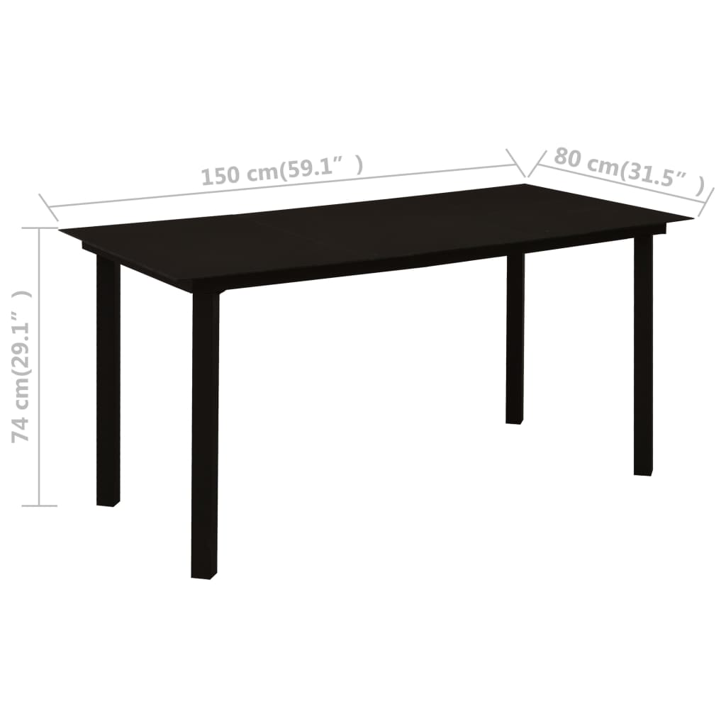 7 Piece Outdoor Dining Set PVC Rattan Black