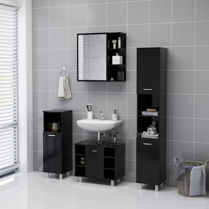 803309 vidaXL Bathroom Mirror Cabinet Black 62,5x20,5x64 cm Engineered Wood