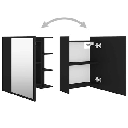 803309 vidaXL Bathroom Mirror Cabinet Black 62,5x20,5x64 cm Engineered Wood