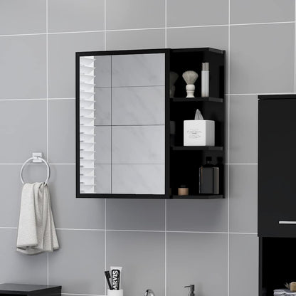 803309 vidaXL Bathroom Mirror Cabinet Black 62,5x20,5x64 cm Engineered Wood