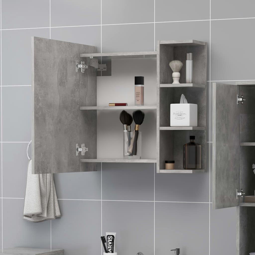 Bathroom Mirror Cabinet Concrete Grey 62.5x20.5x64 cm Engineered Wood