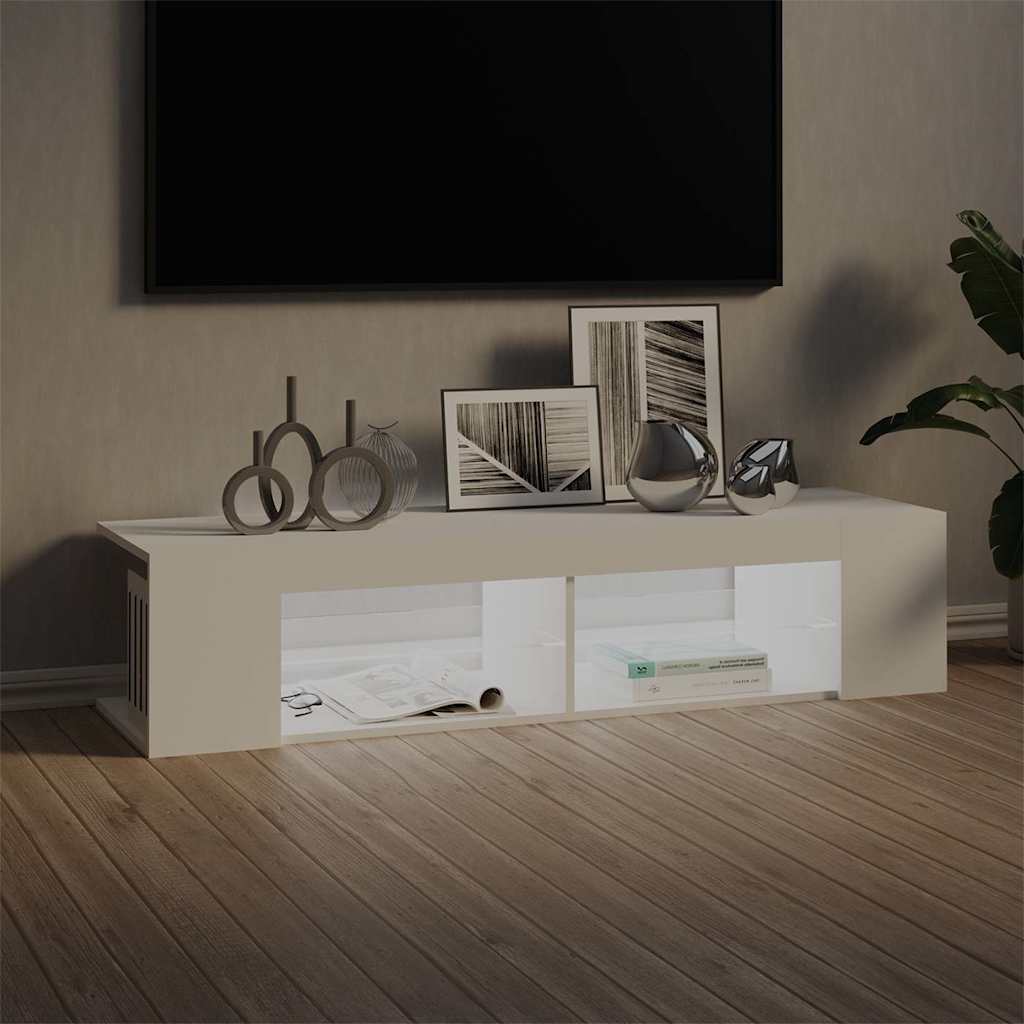 804229 vidaXL TV Cabinet with LED Lights White 135x39x30 cm