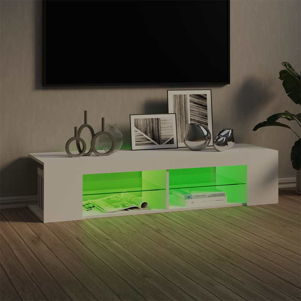 804229 vidaXL TV Cabinet with LED Lights White 135x39x30 cm