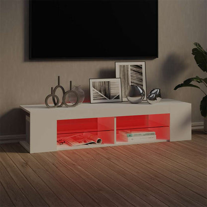 804229 vidaXL TV Cabinet with LED Lights White 135x39x30 cm