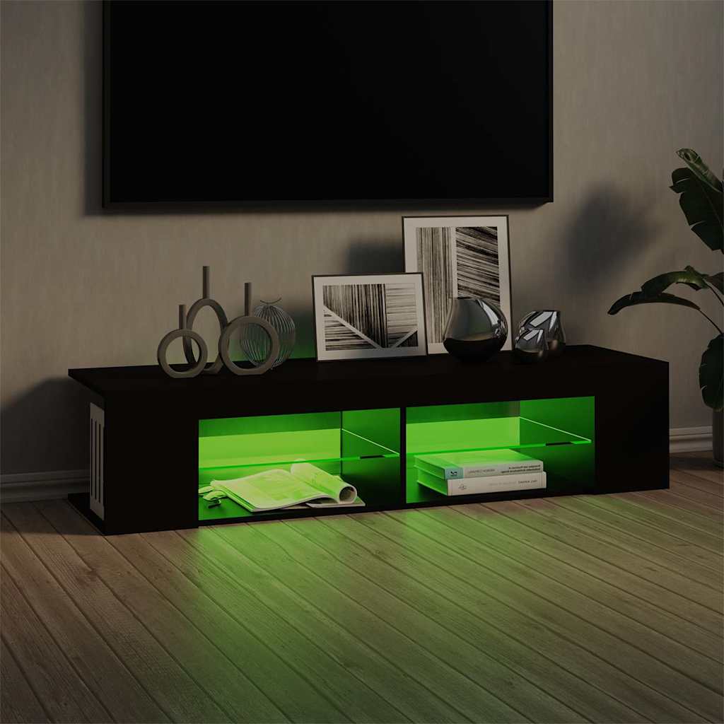 804230 vidaXL TV Cabinet with LED Lights Black 135x39x30 cm