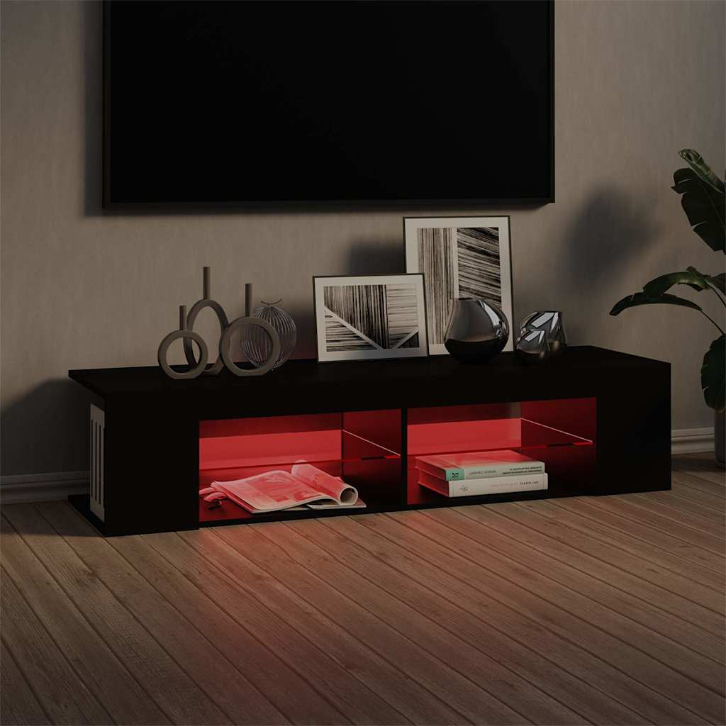 804230 vidaXL TV Cabinet with LED Lights Black 135x39x30 cm