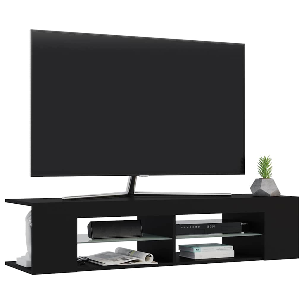 804230 vidaXL TV Cabinet with LED Lights Black 135x39x30 cm