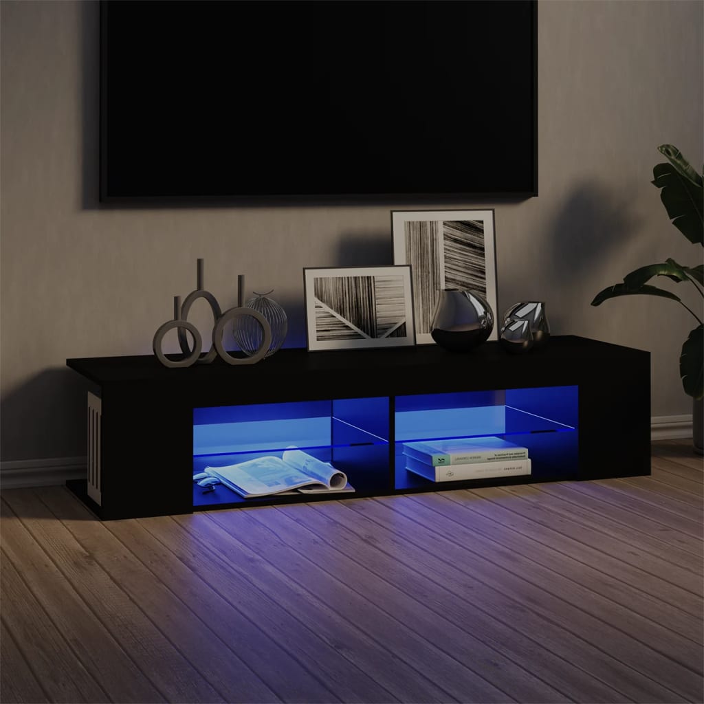 804230 vidaXL TV Cabinet with LED Lights Black 135x39x30 cm