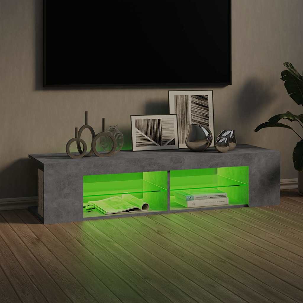 804233 vidaXL TV Cabinet with LED Lights Concrete Grey 135x39x30 cm