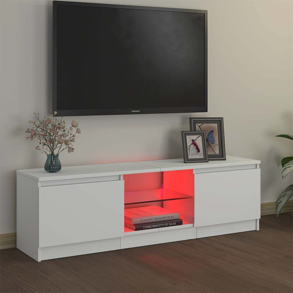 804283 vidaXL TV Cabinet with LED Lights White 120x30x36 cm