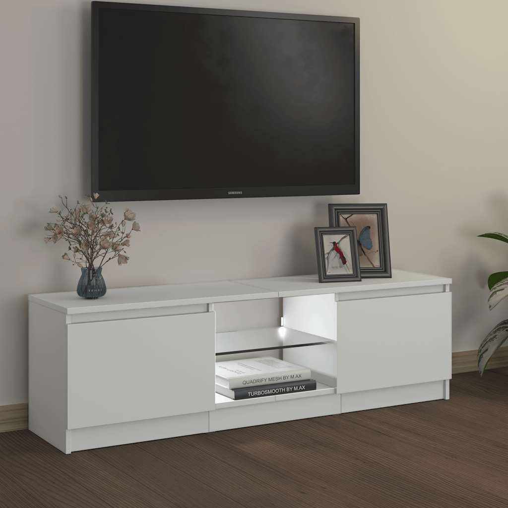 804283 vidaXL TV Cabinet with LED Lights White 120x30x36 cm