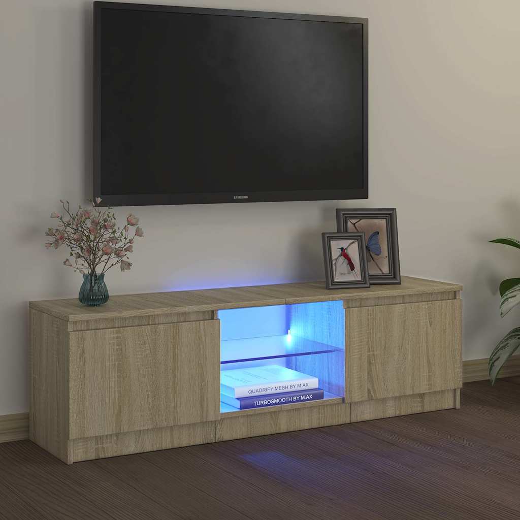 804286 vidaXL TV Cabinet with LED Lights Sonoma Oak 120x30x36 cm