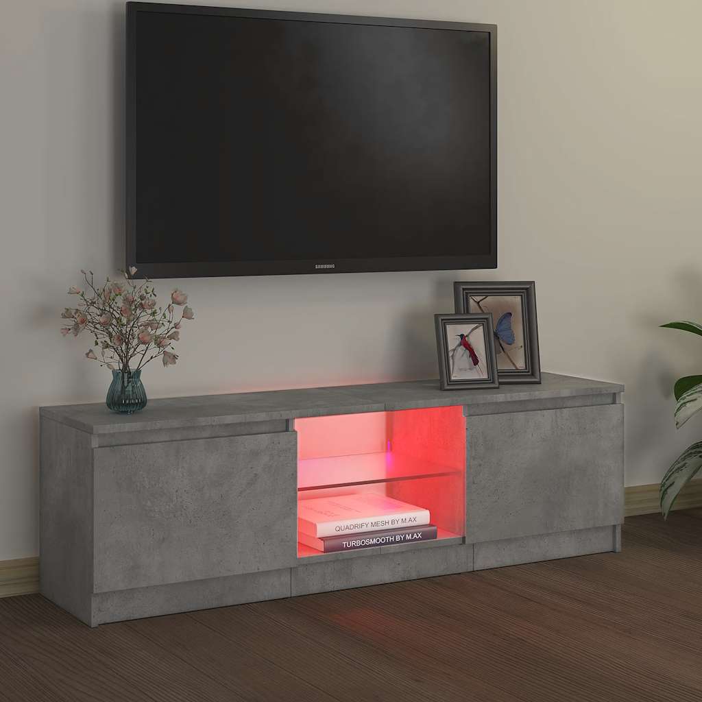 804287 vidaXL TV Cabinet with LED Lights Concrete Grey 120x30x36 cm