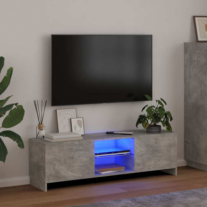 804287 vidaXL TV Cabinet with LED Lights Concrete Grey 120x30x36 cm