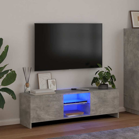 TV Cabinet with LED Lights Concrete Grey 120x30x36 cm