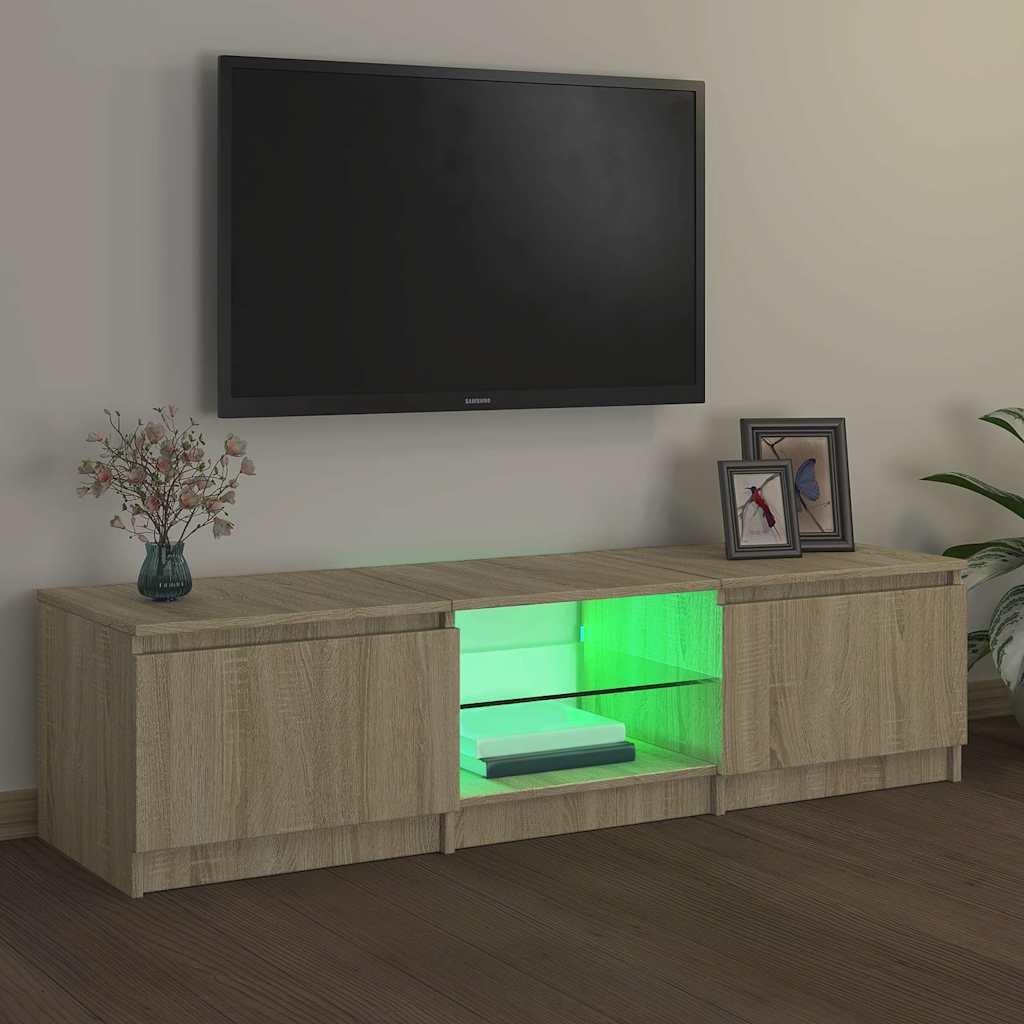 804295 vidaXL TV Cabinet with LED Lights Sonoma Oak 140x40x36 cm