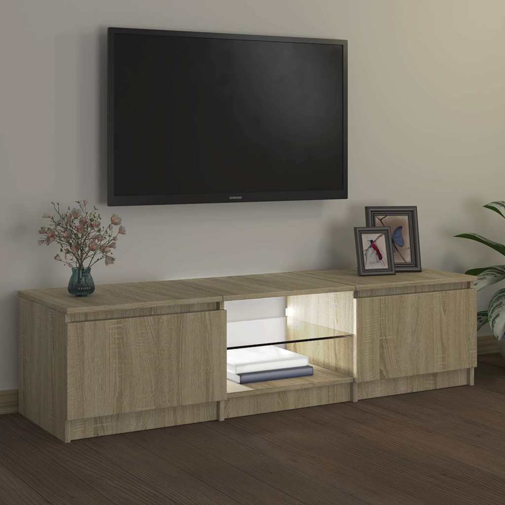 804295 vidaXL TV Cabinet with LED Lights Sonoma Oak 140x40x36 cm