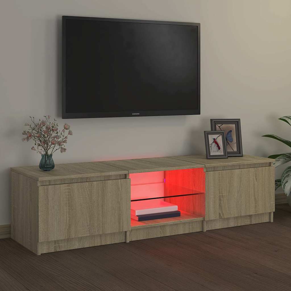 804295 vidaXL TV Cabinet with LED Lights Sonoma Oak 140x40x36 cm