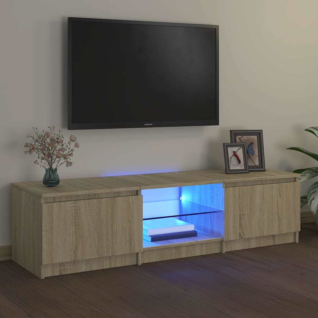 804295 vidaXL TV Cabinet with LED Lights Sonoma Oak 140x40x36 cm