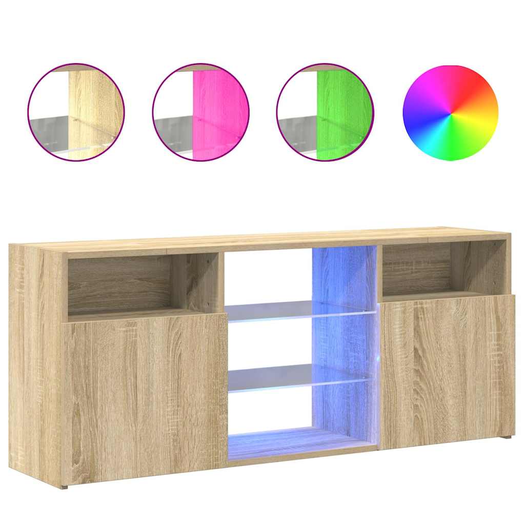 804304 vidaXL TV Cabinet with LED Lights Sonoma Oak 120x30x50 cm