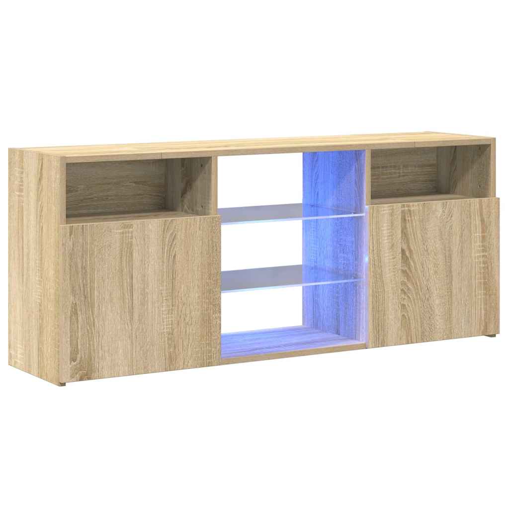 804304 vidaXL TV Cabinet with LED Lights Sonoma Oak 120x30x50 cm