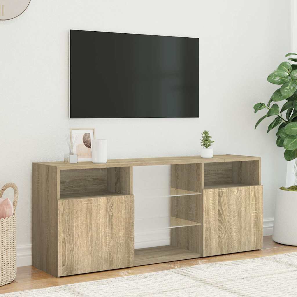 804304 vidaXL TV Cabinet with LED Lights Sonoma Oak 120x30x50 cm
