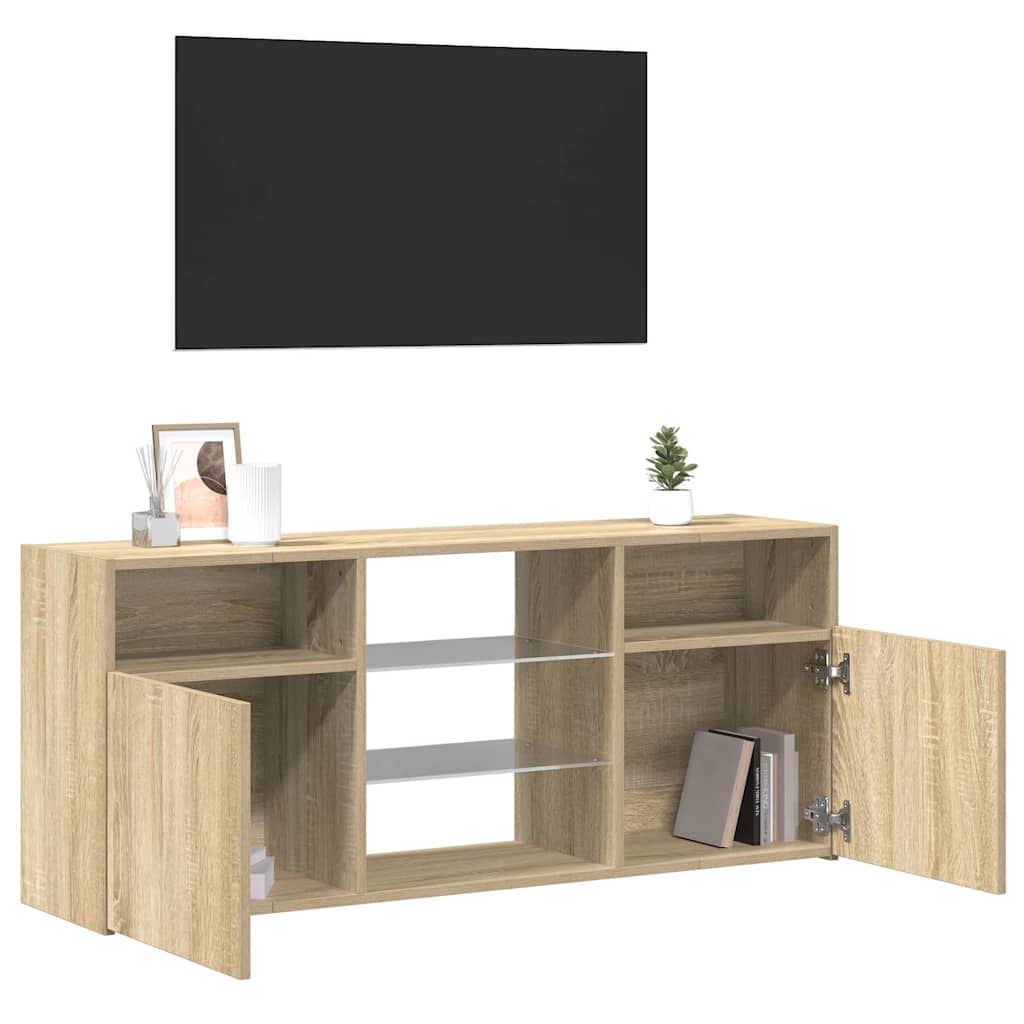 804304 vidaXL TV Cabinet with LED Lights Sonoma Oak 120x30x50 cm