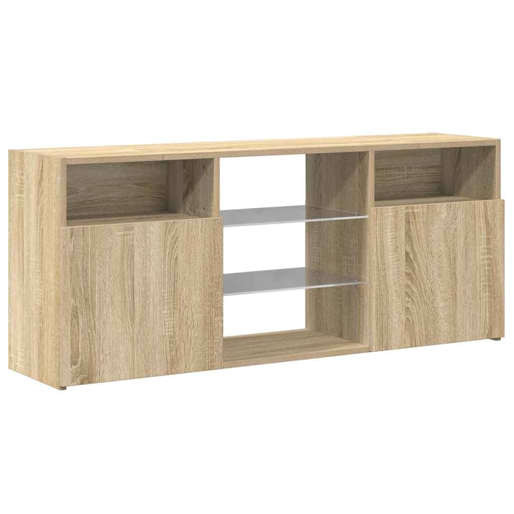 804304 vidaXL TV Cabinet with LED Lights Sonoma Oak 120x30x50 cm