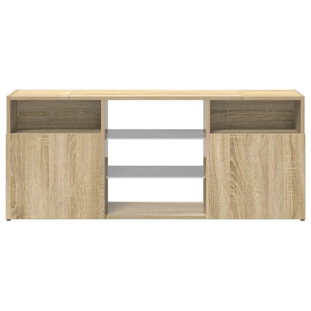 804304 vidaXL TV Cabinet with LED Lights Sonoma Oak 120x30x50 cm