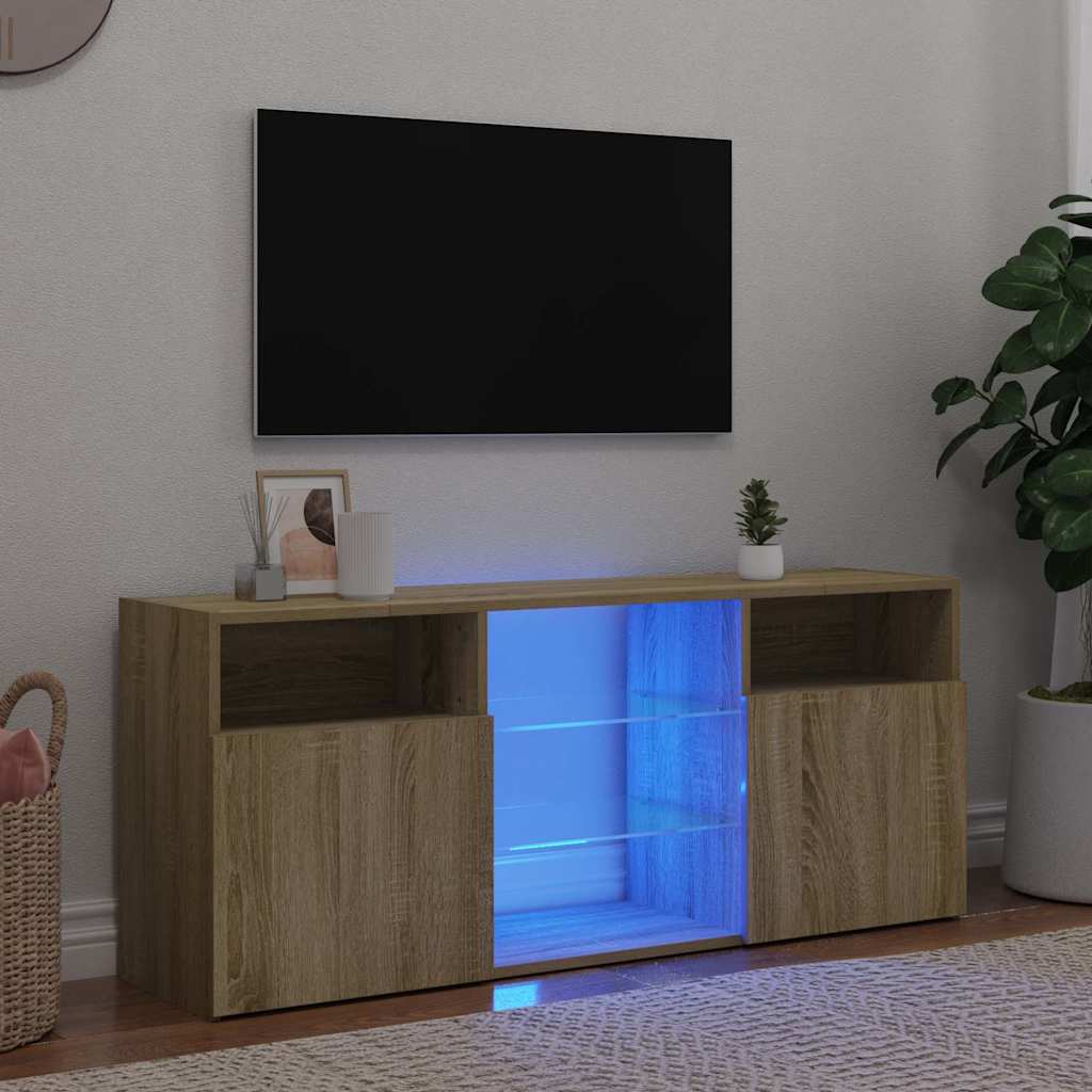 804304 vidaXL TV Cabinet with LED Lights Sonoma Oak 120x30x50 cm