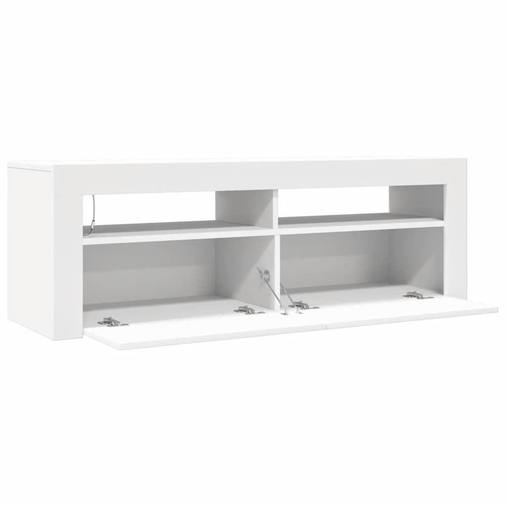 TV Cabinet with LED Lights White 120x35x40 cm