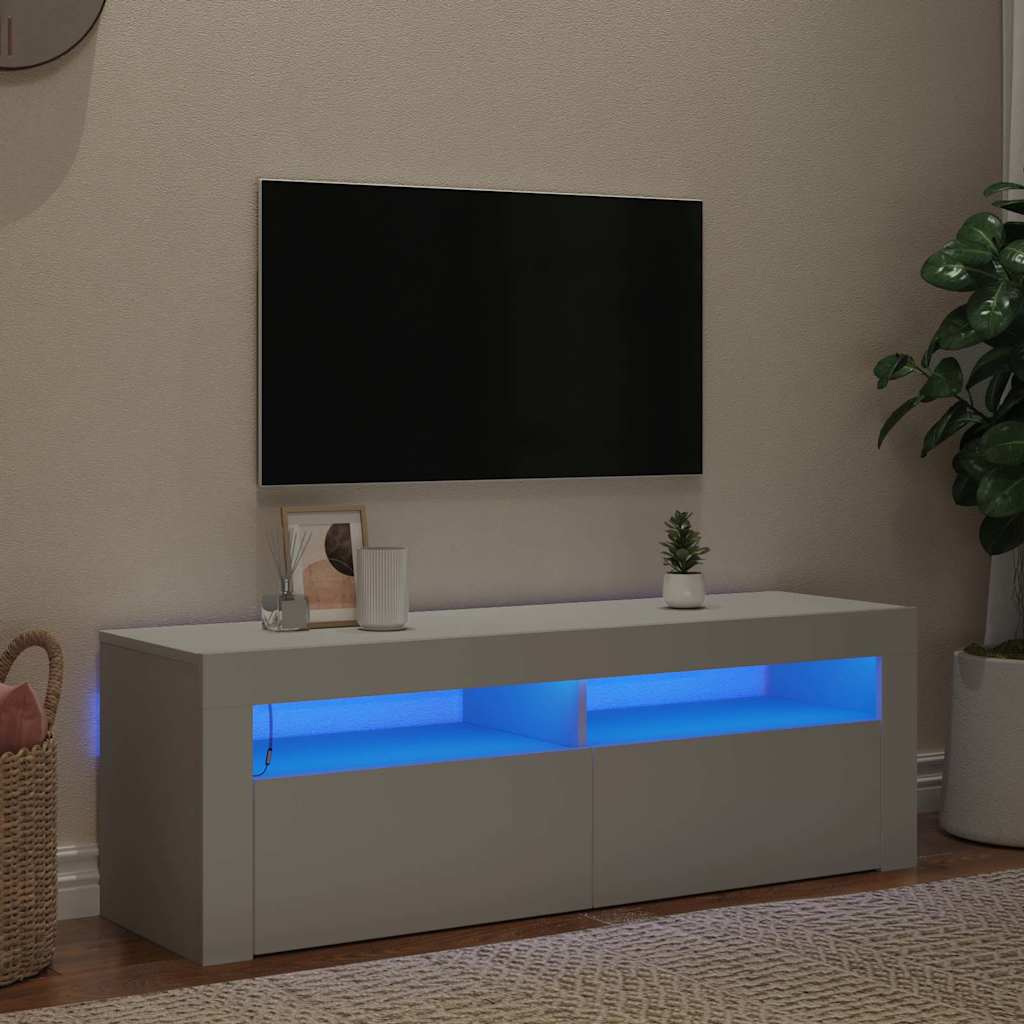 804310 vidaXL TV Cabinet with LED Lights White 120x35x40 cm