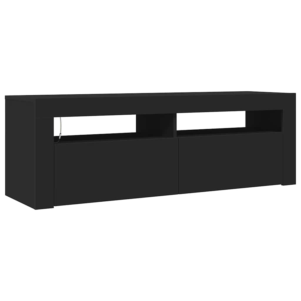 TV Cabinet with LED Lights Black 120x35x40 cm
