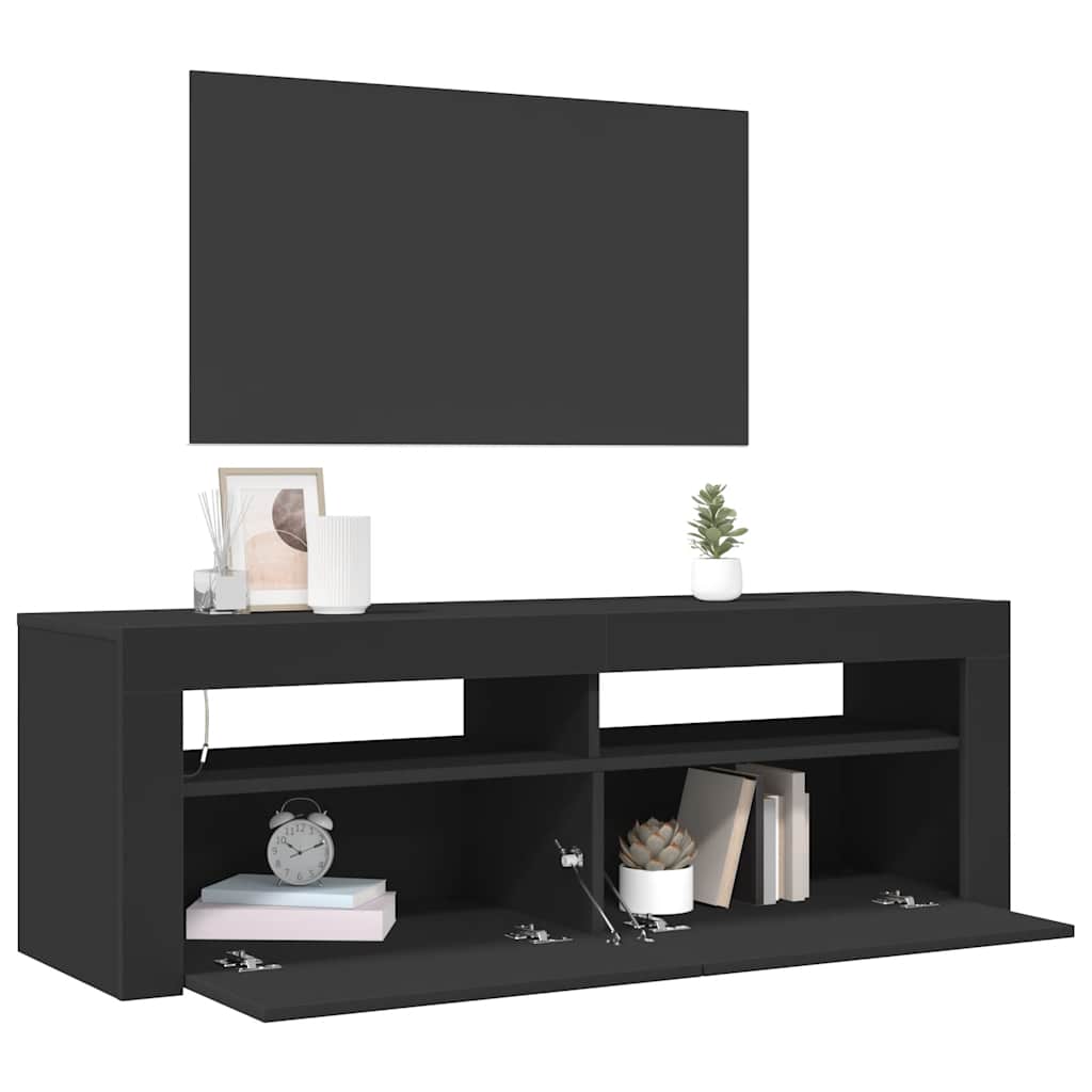 TV Cabinet with LED Lights Black 120x35x40 cm