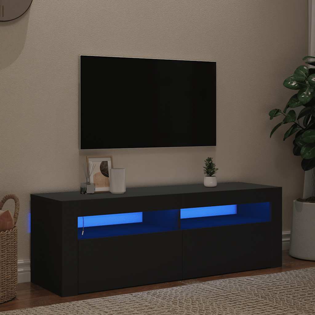 TV Cabinet with LED Lights Black 120x35x40 cm