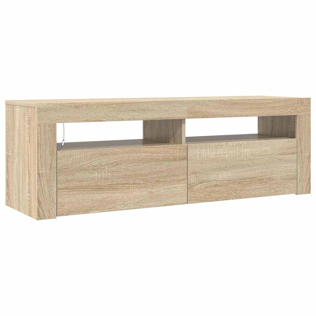 804313 vidaXL TV Cabinet with LED Lights Sonoma Oak 120x35x40 cm