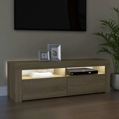 804313 vidaXL TV Cabinet with LED Lights Sonoma Oak 120x35x40 cm