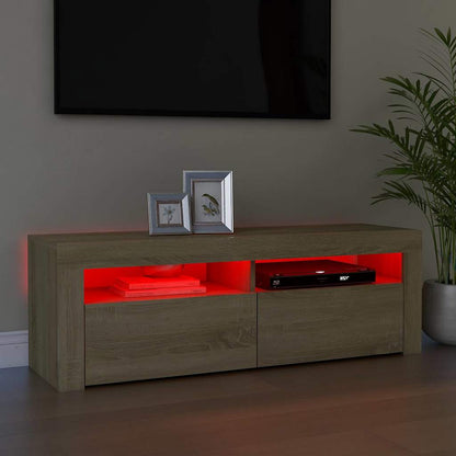 804313 vidaXL TV Cabinet with LED Lights Sonoma Oak 120x35x40 cm