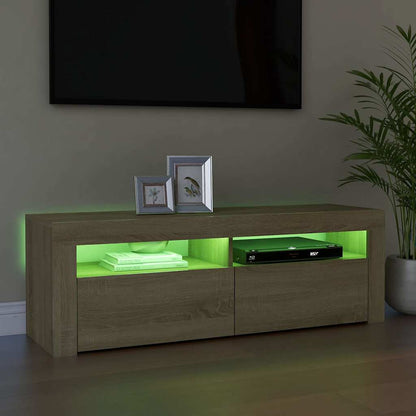 804313 vidaXL TV Cabinet with LED Lights Sonoma Oak 120x35x40 cm