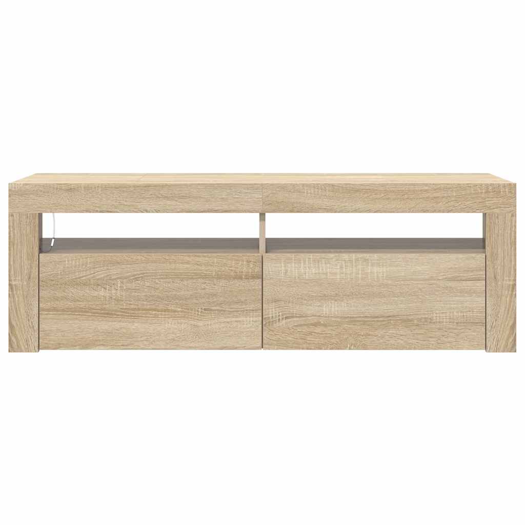 804313 vidaXL TV Cabinet with LED Lights Sonoma Oak 120x35x40 cm