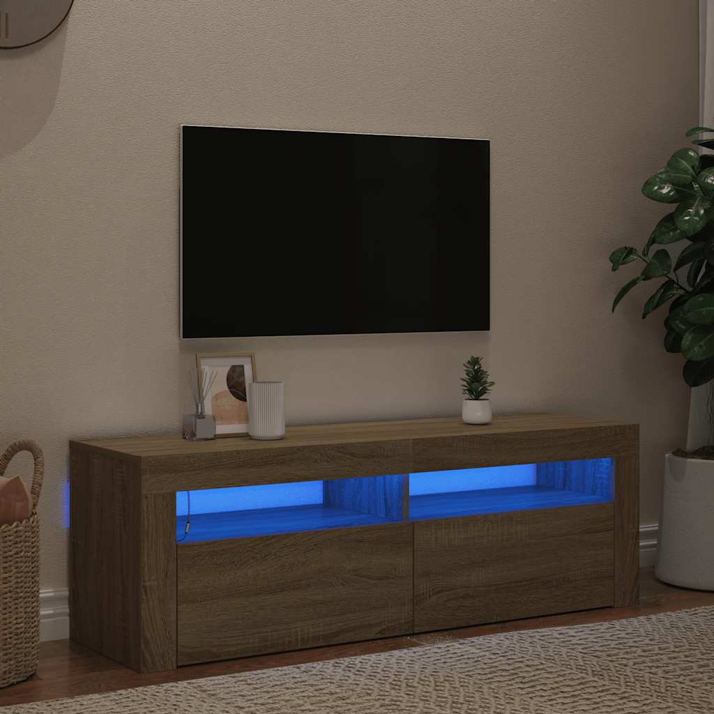 TV Cabinet with LED Lights Sonoma Oak 120x35x40 cm