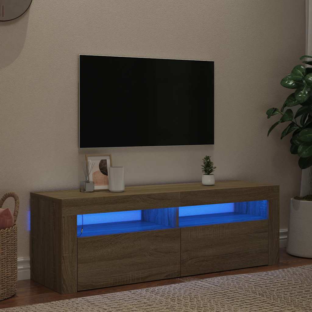804313 vidaXL TV Cabinet with LED Lights Sonoma Oak 120x35x40 cm