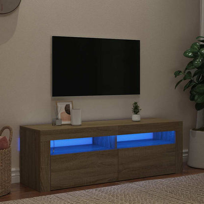 804313 vidaXL TV Cabinet with LED Lights Sonoma Oak 120x35x40 cm