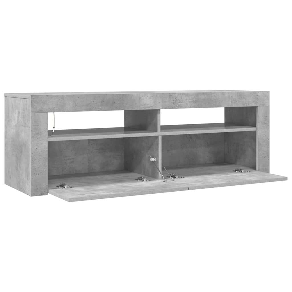 804314 vidaXL TV Cabinet with LED Lights Concrete Grey 120x35x40 cm