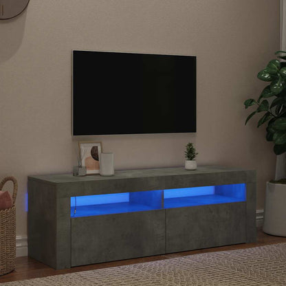 TV Cabinet with LED Lights Concrete Grey 120x35x40 cm