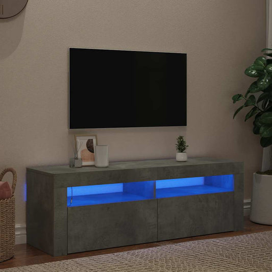TV Cabinet with LED Lights Concrete Grey 120x35x40 cm